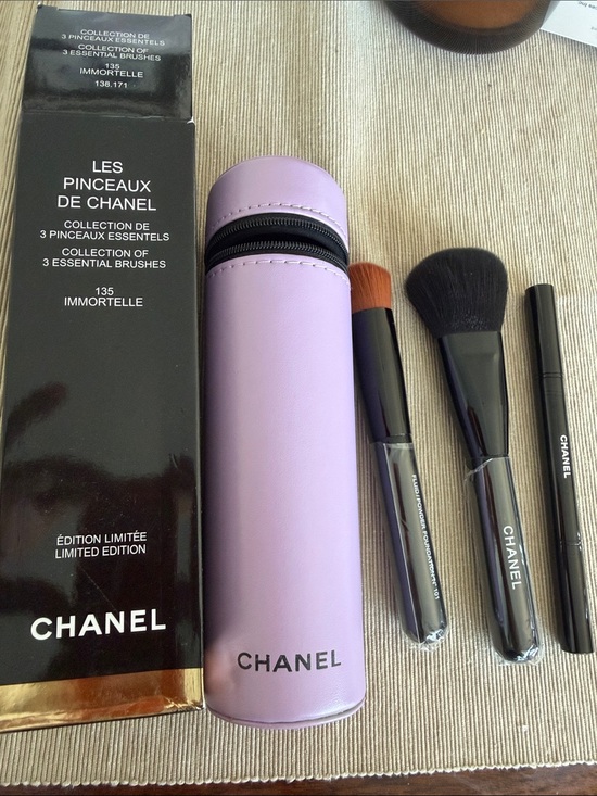 CHANEL Other - CHANEL Brush Set with Lilac Zip Case and Black Handles